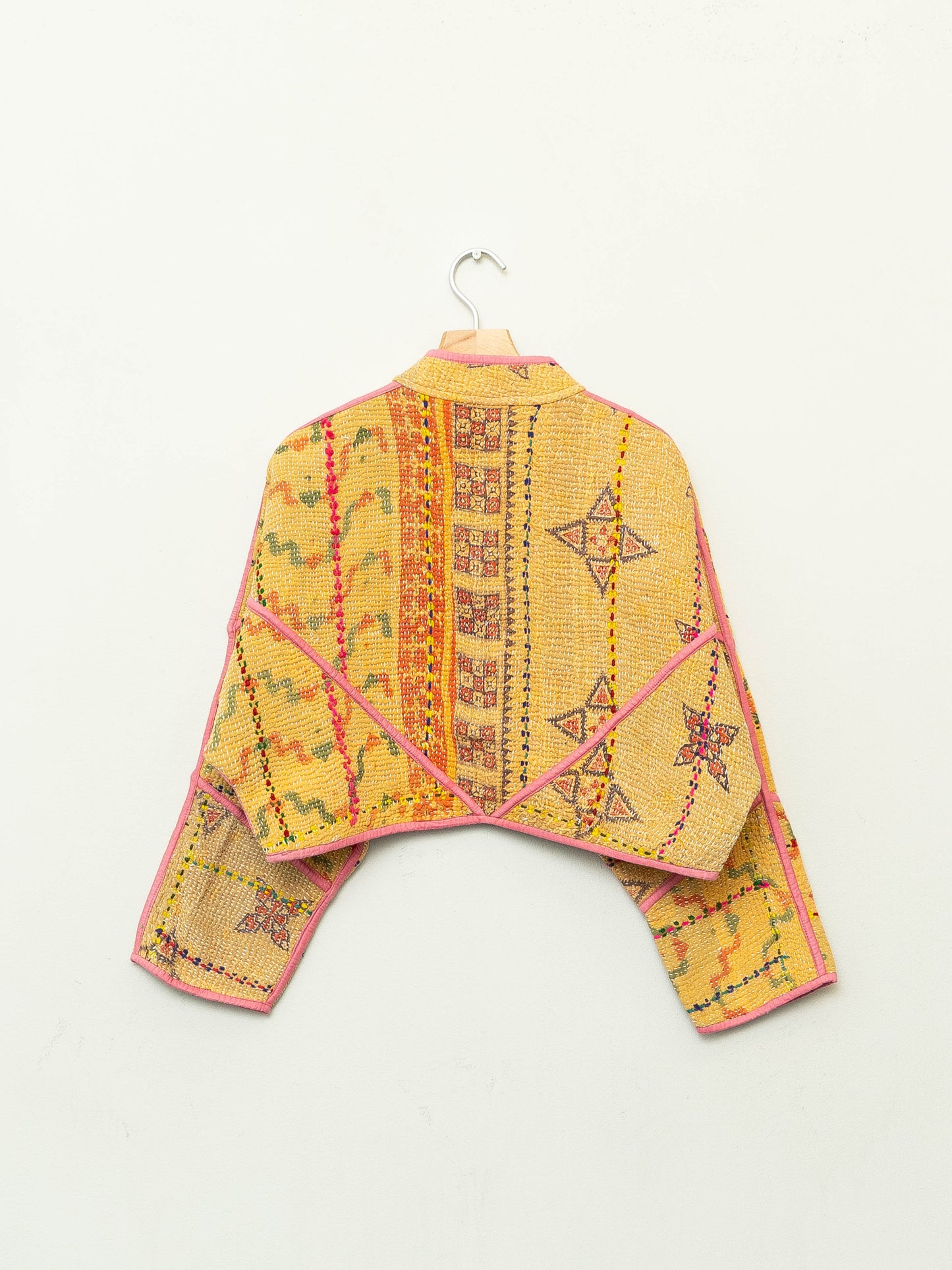 The Kaira Cropped Quilted Patchwork Kantha Jacket