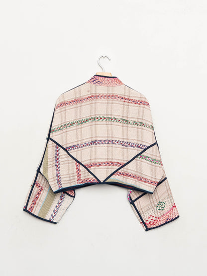 The Kaira Cropped Quilted Patchwork Kantha Jacket