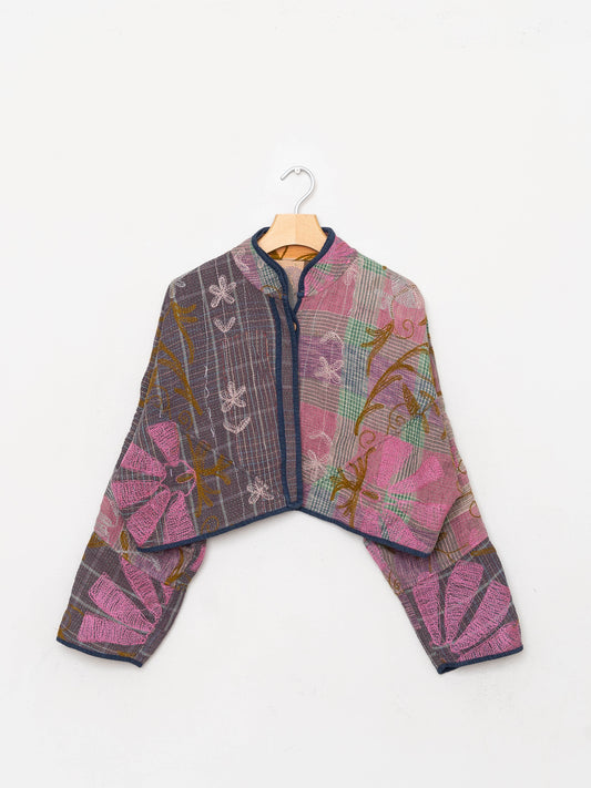 The Kaira Cropped Suzani Quilted Kantha Jacket