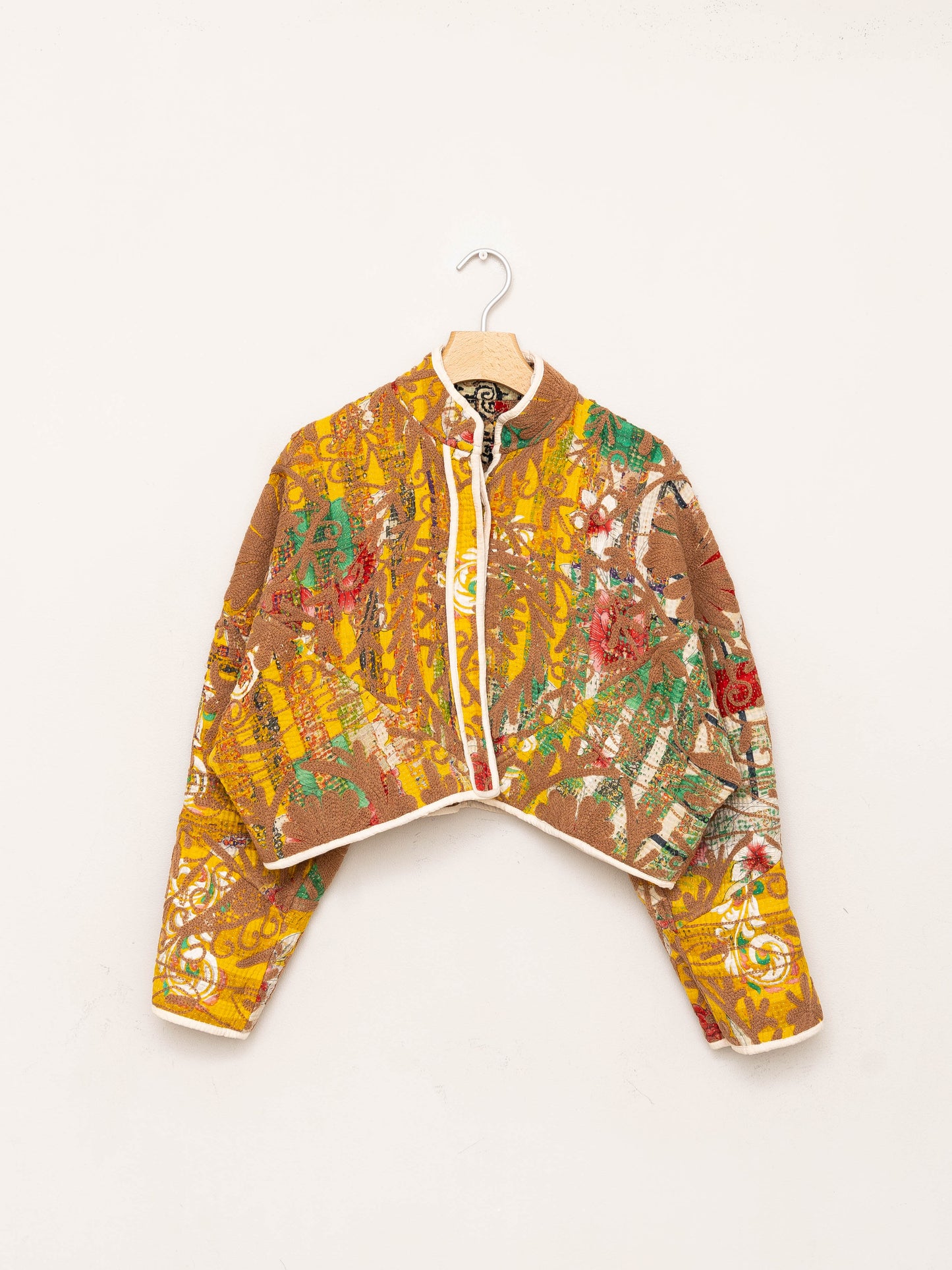 The Kaira Cropped Suzani Quilted Kantha Jacket