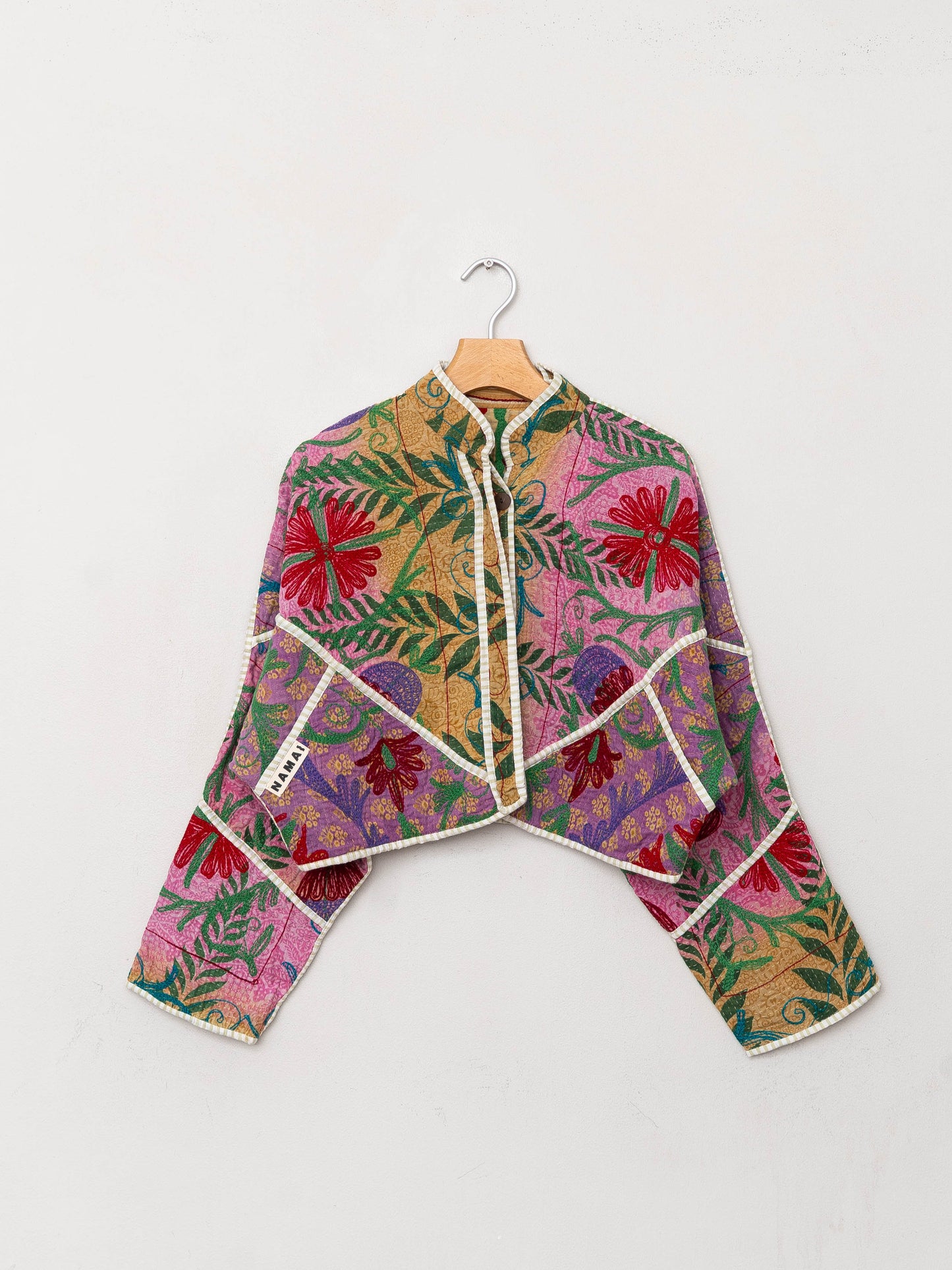 The Kaira Cropped Suzani Quilted Kantha Jacket