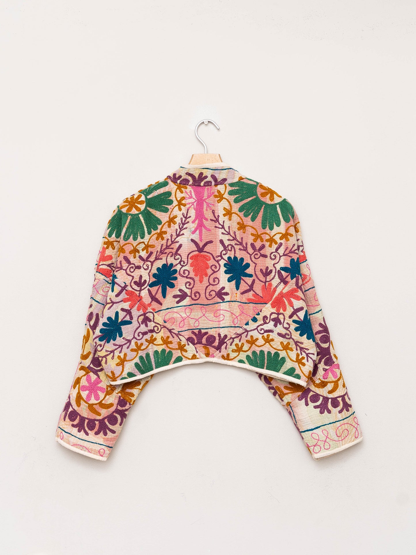 The Kaira Cropped Suzani Quilted Kantha Jacket