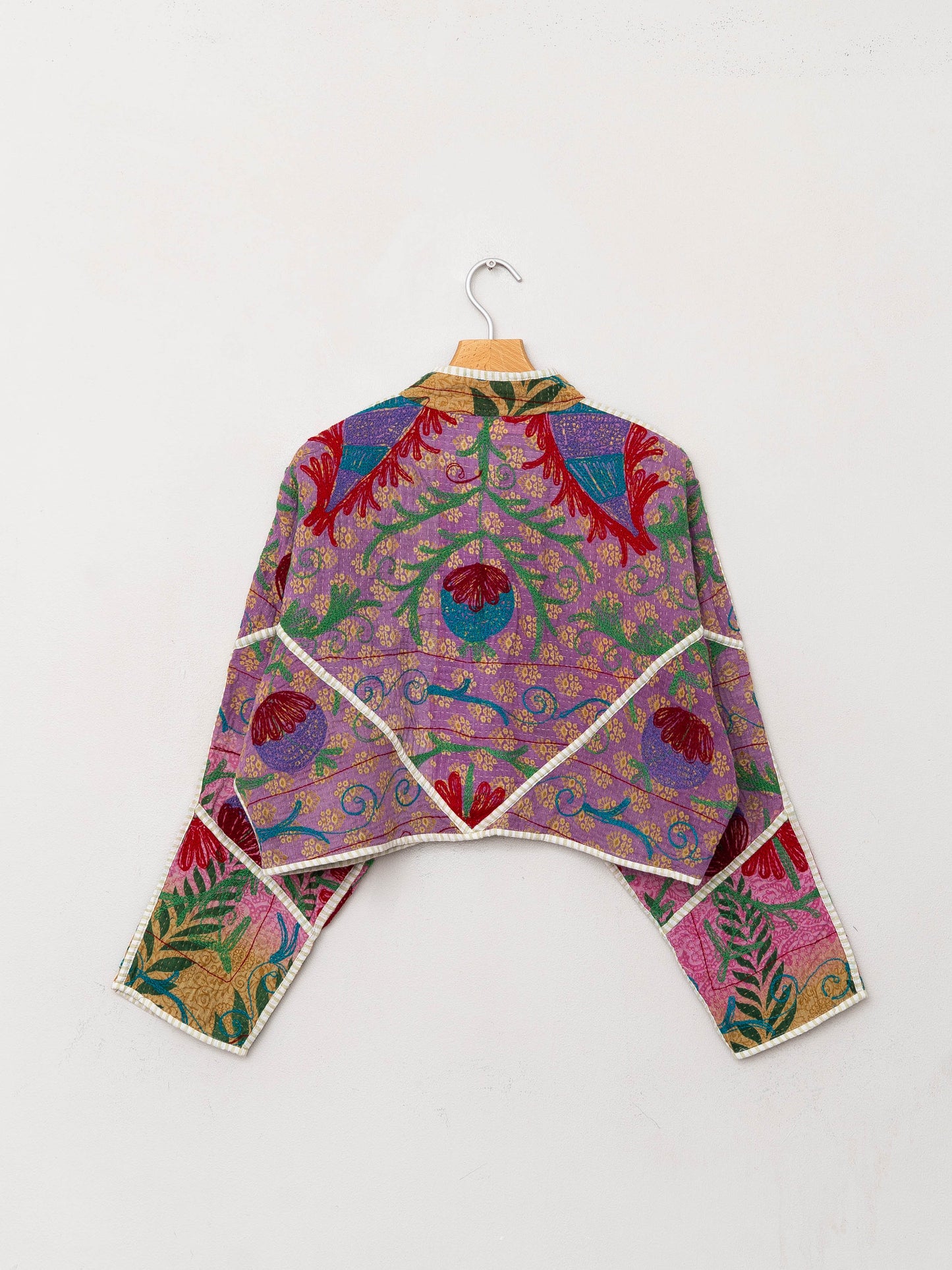 The Kaira Cropped Suzani Quilted Kantha Jacket