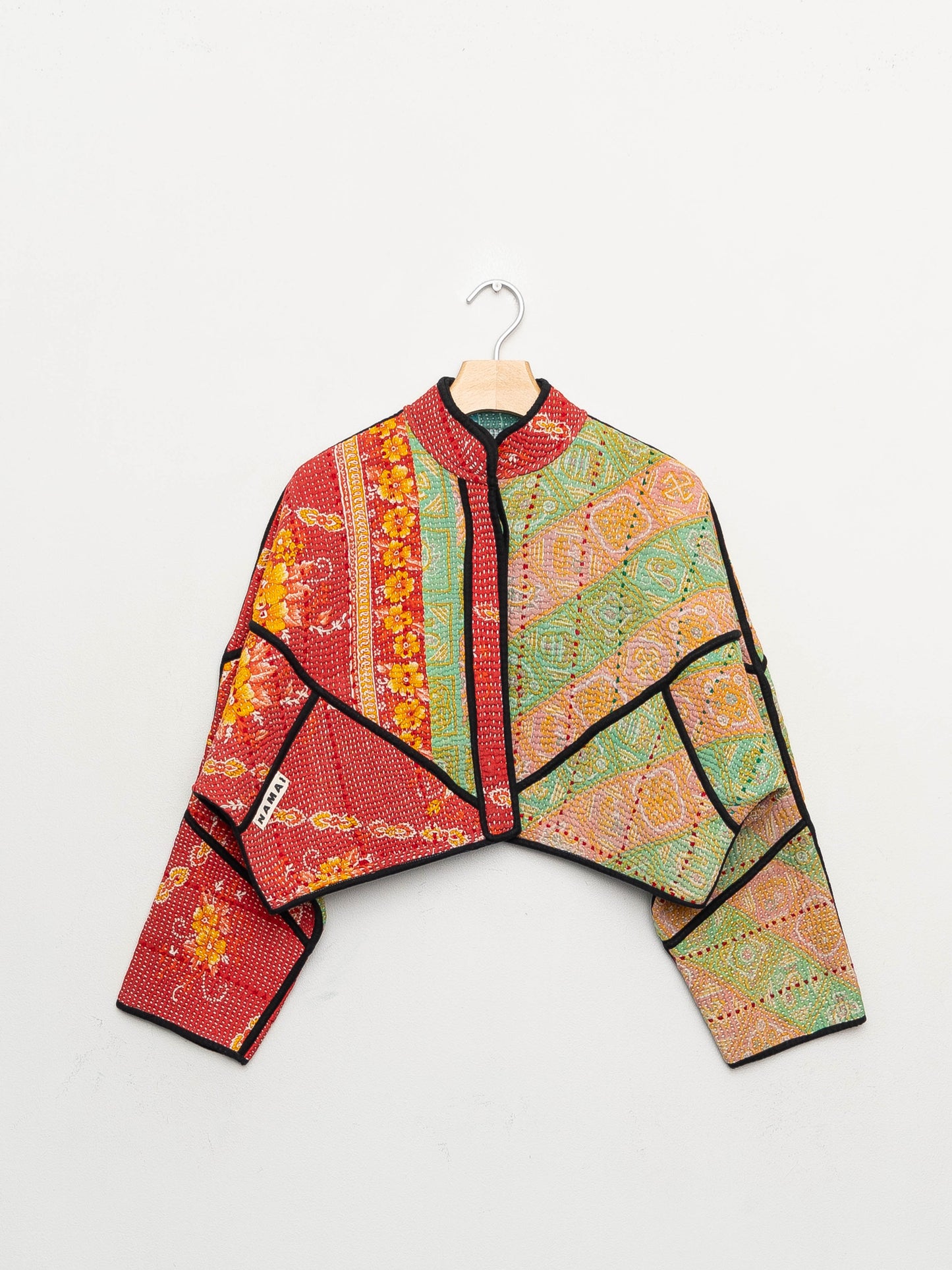 The Kaira Cropped Quilted Patchwork Kantha Jacket