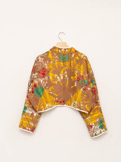 The Kaira Cropped Suzani Quilted Kantha Jacket