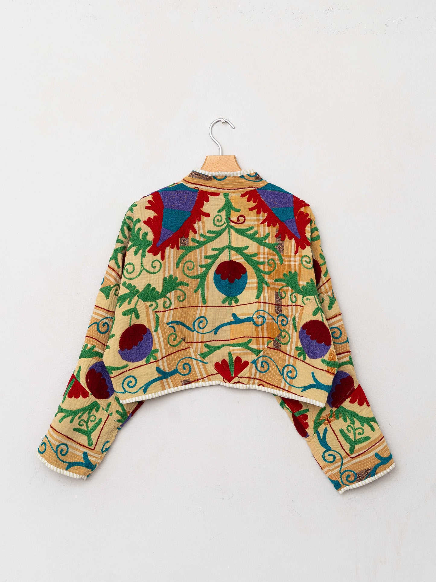 The Kaira Cropped Suzani Quilted Kantha Jacket