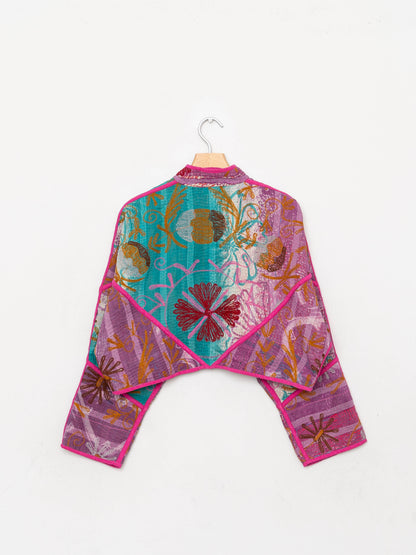 The Kaira Cropped Suzani Quilted Kantha Jacket