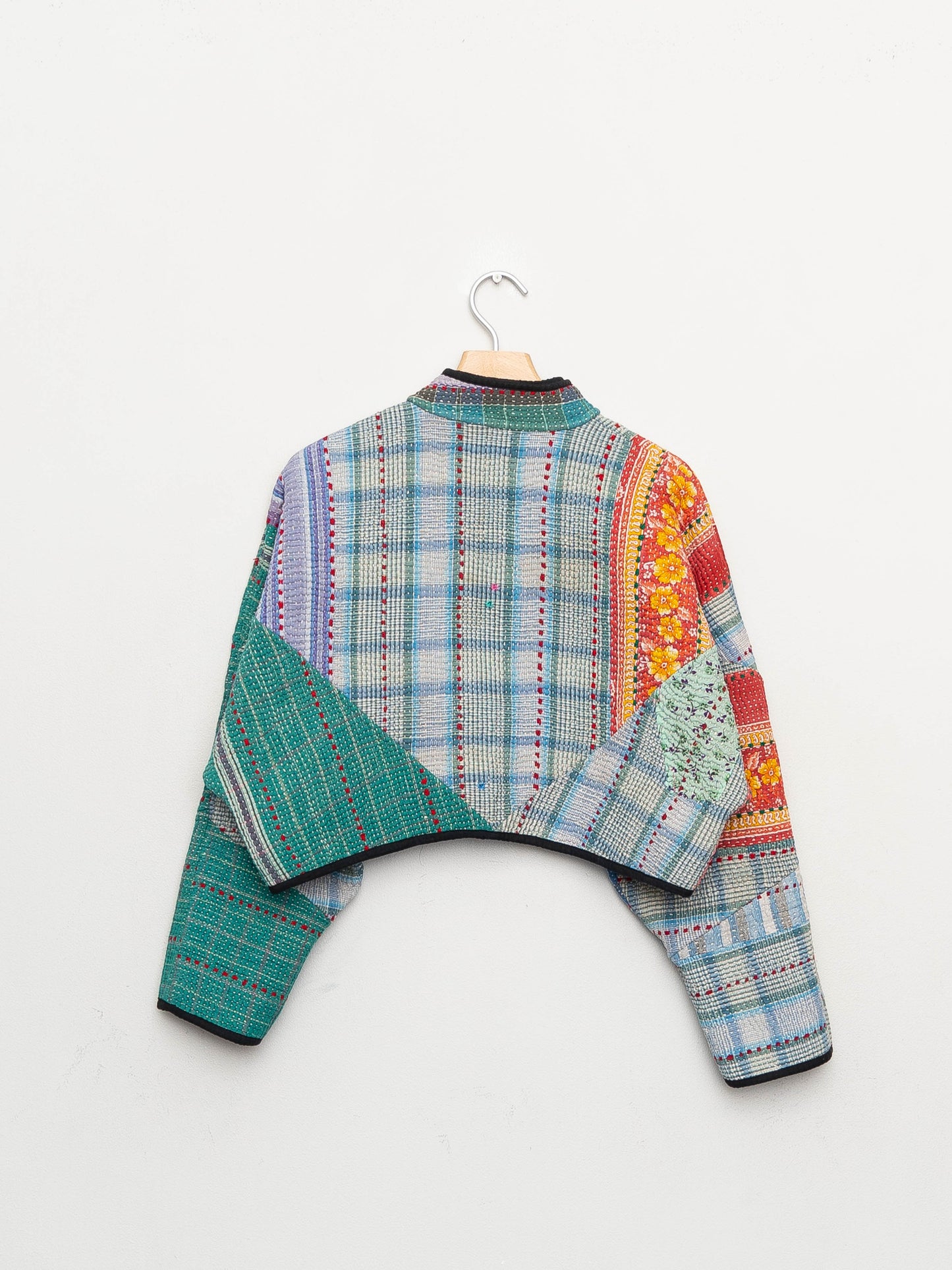 The Kaira Cropped Quilted Patchwork Kantha Jacket