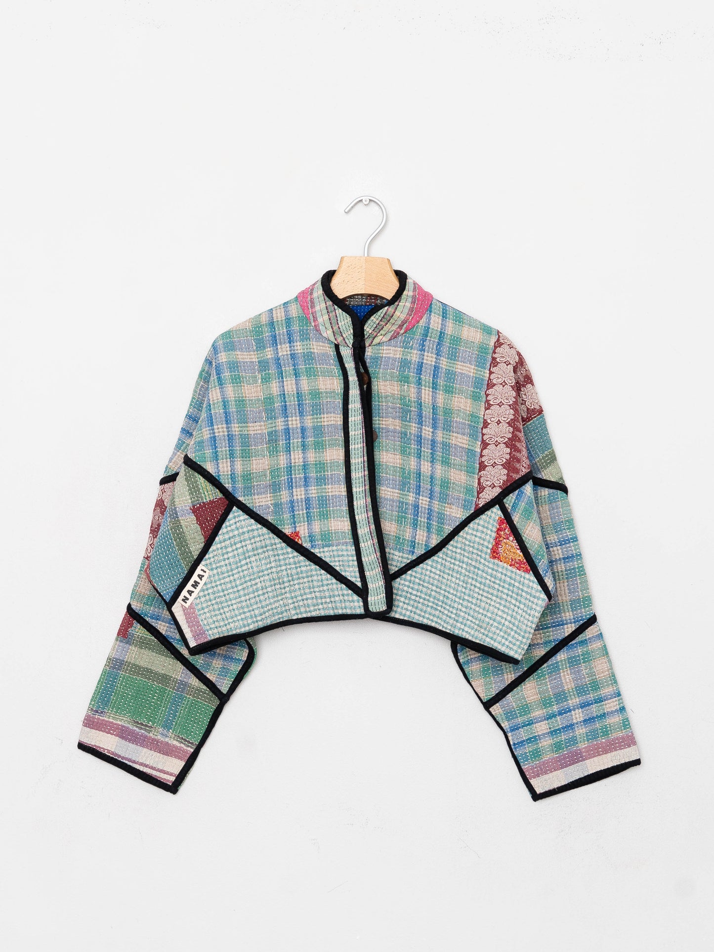 The Kaira Cropped Quilted Patchwork Kantha Jacket