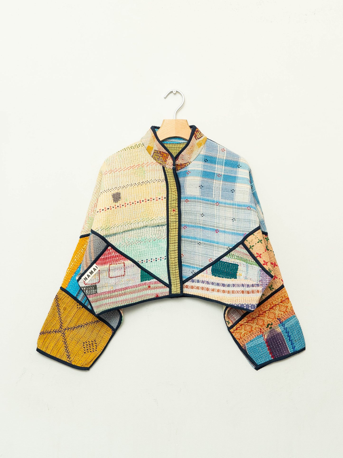 The Kaira Cropped Quilted Patchwork Kantha Jacket