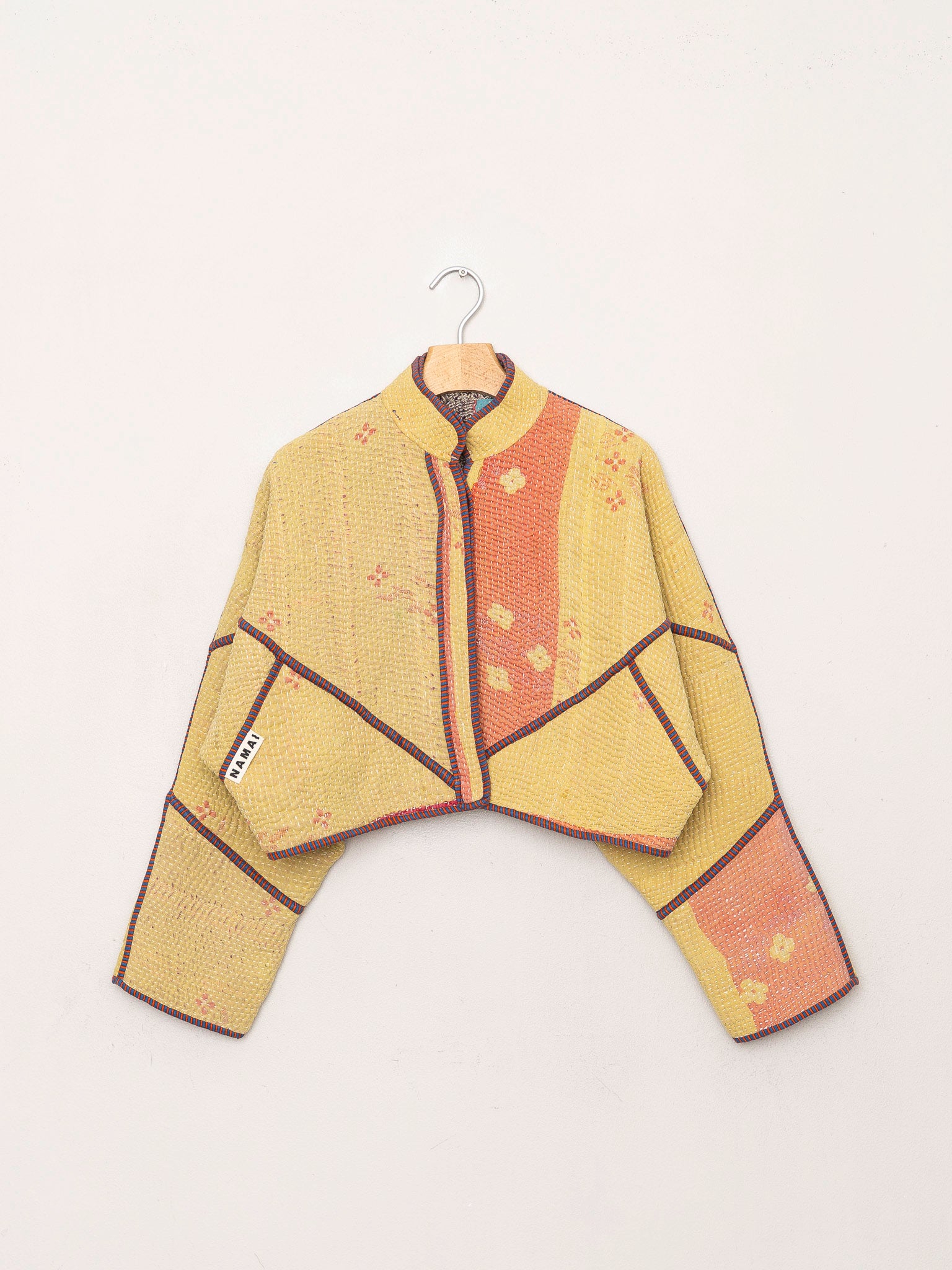 The Kaira Cropped Quilted Patchwork Kantha Jacket