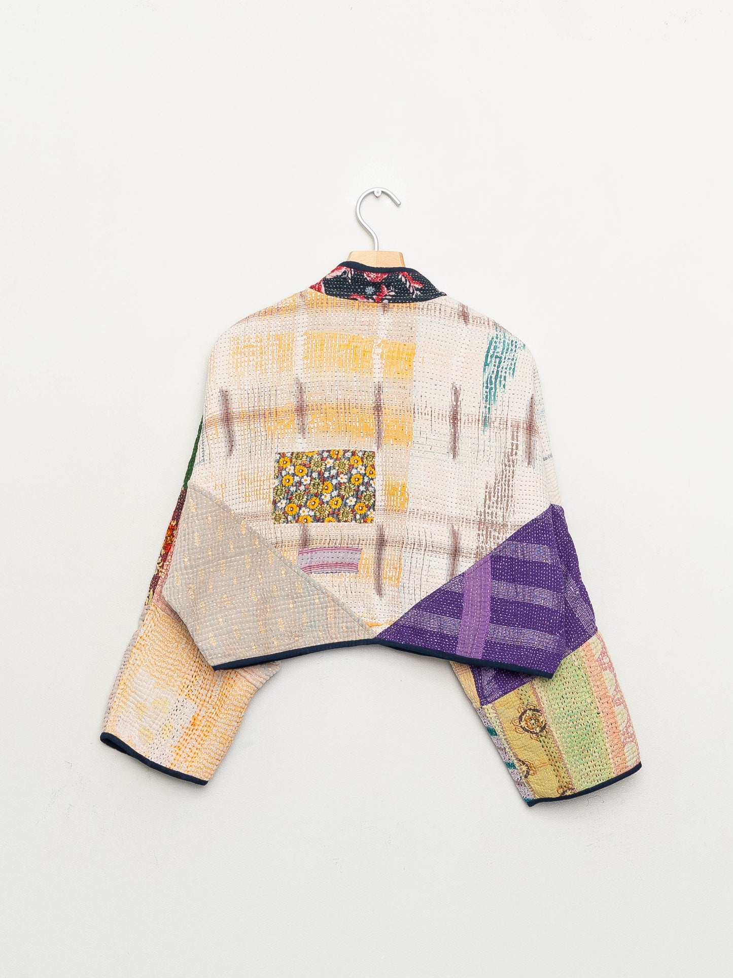 The Kaira Cropped Quilted Patchwork Kantha Jacket