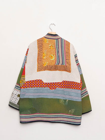 The Narmada Quilted Patchwork Kantha Jacket