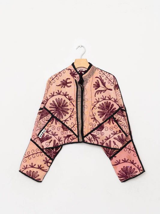 The Kaira Cropped Suzani Quilted Kantha Jacket