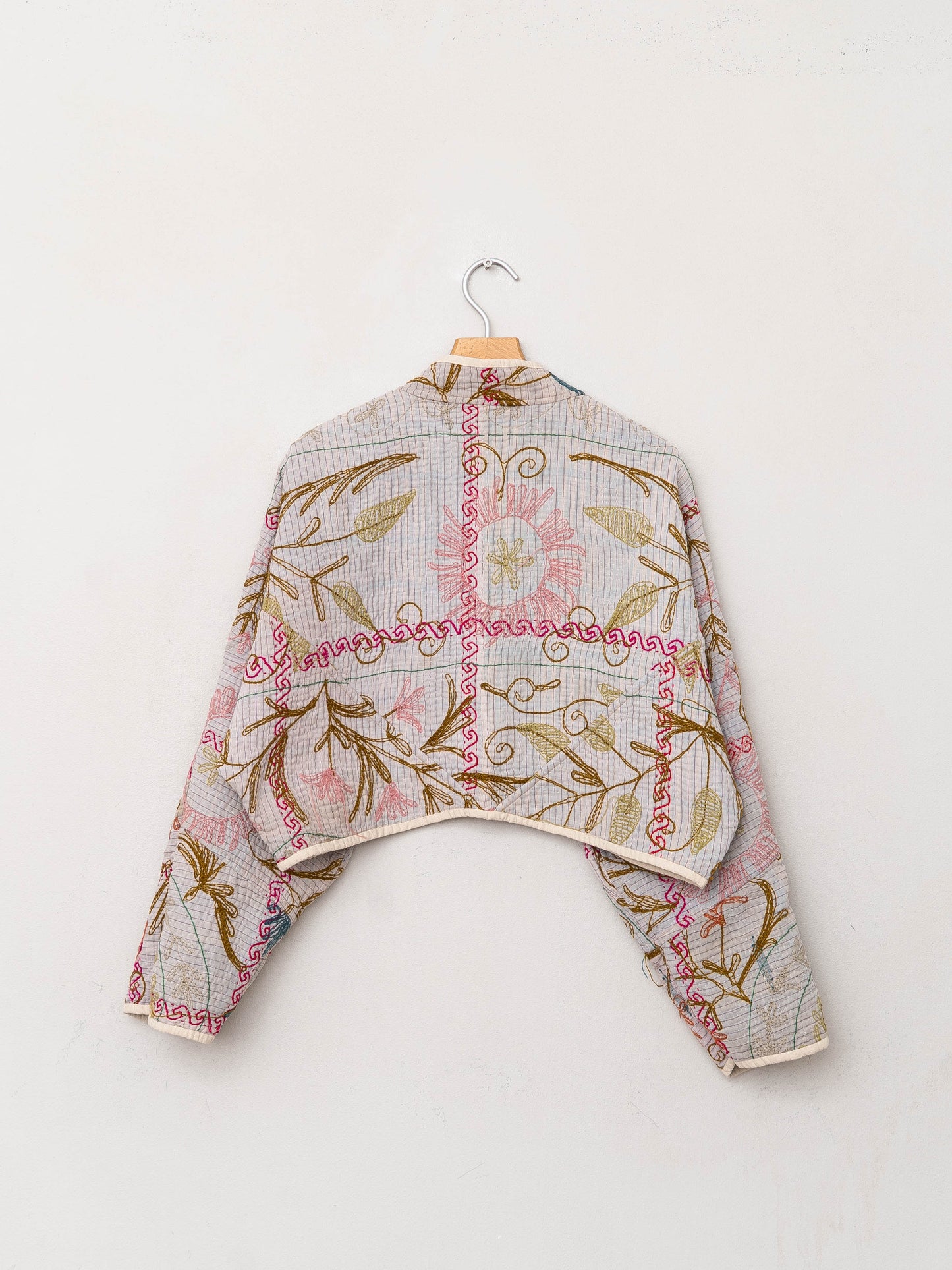 The Kaira Cropped Suzani Quilted Kantha Jacket