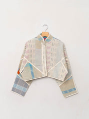 The Kaira Cropped Quilted Patchwork Kantha Jacket
