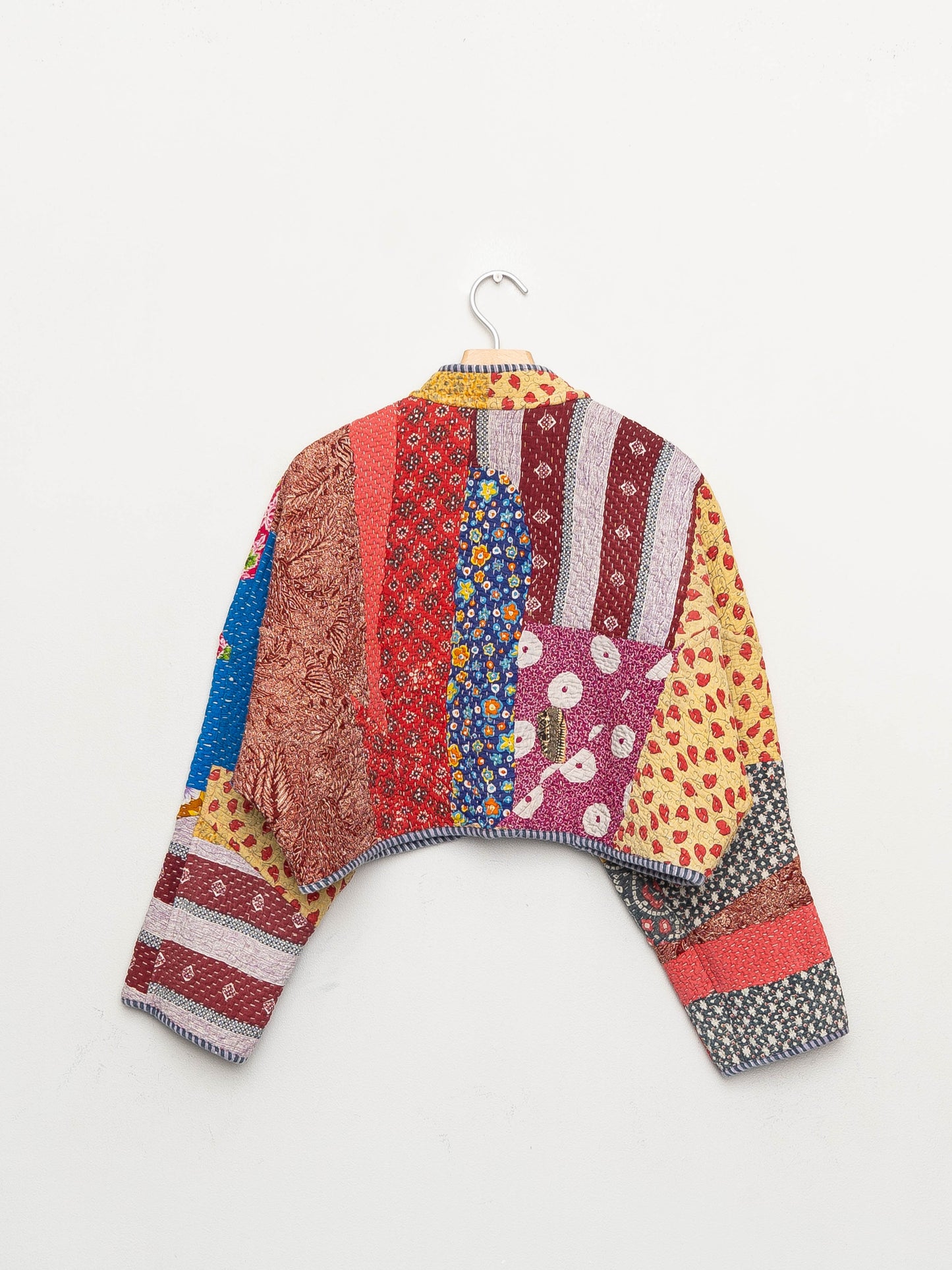 The Kaira Cropped Quilted Patchwork Kantha Jacket