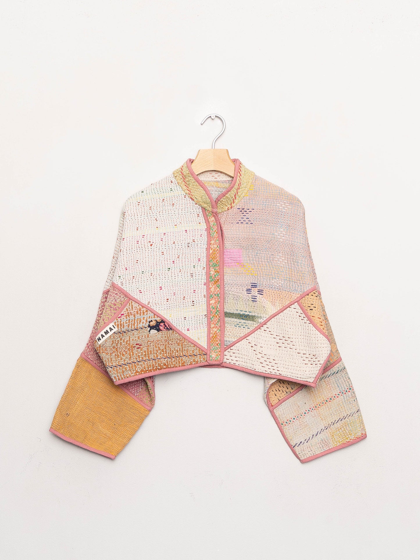 The Kaira Cropped Quilted Patchwork Kantha Jacket