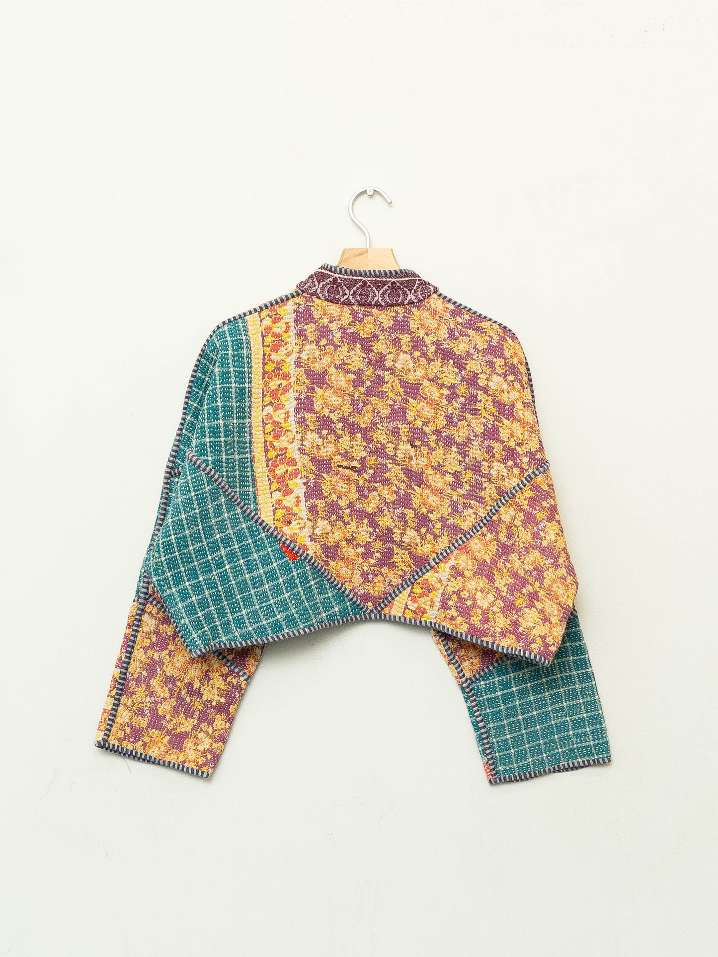 The Kaira Cropped Quilted Patchwork Kantha Jacket