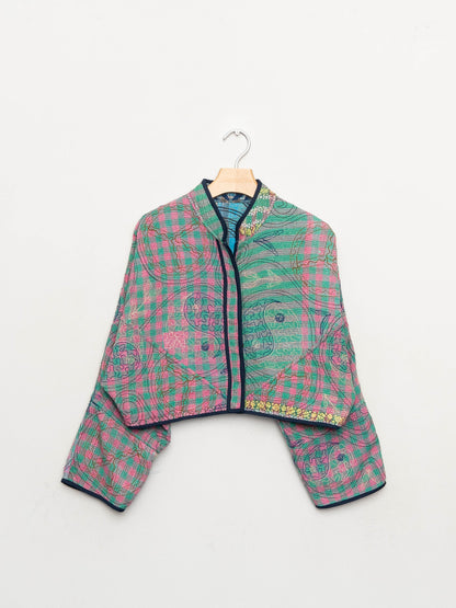 The Kaira Cropped Suzani Quilted Kantha Jacket