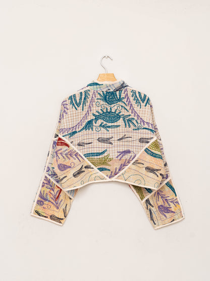 The Kaira Cropped Suzani Quilted Kantha Jacket