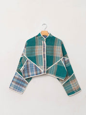 The Kaira Cropped Quilted Patchwork Kantha Jacket