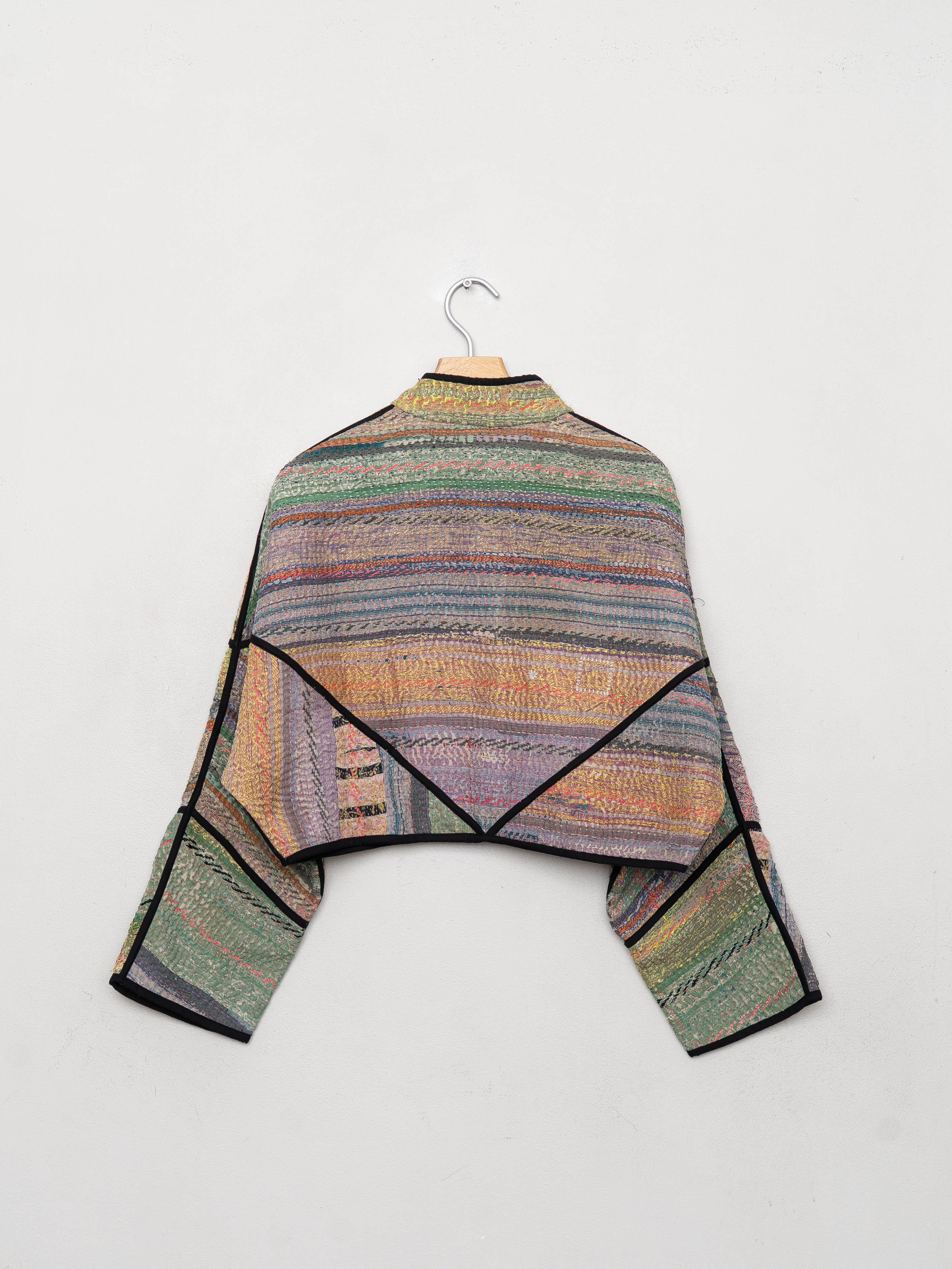 The Kaira Cropped Quilted Patchwork Kantha Jacket