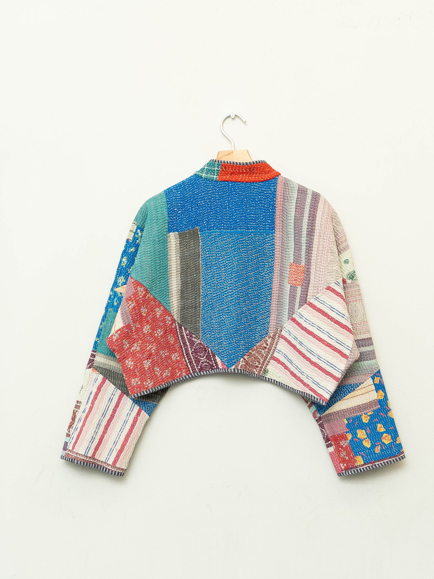 The Kaira Cropped Quilted Patchwork Kantha Jacket