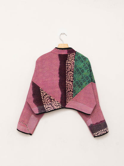 The Kaira Cropped Quilted Patchwork Kantha Jacket