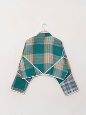 The Kaira Cropped Quilted Patchwork Kantha Jacket
