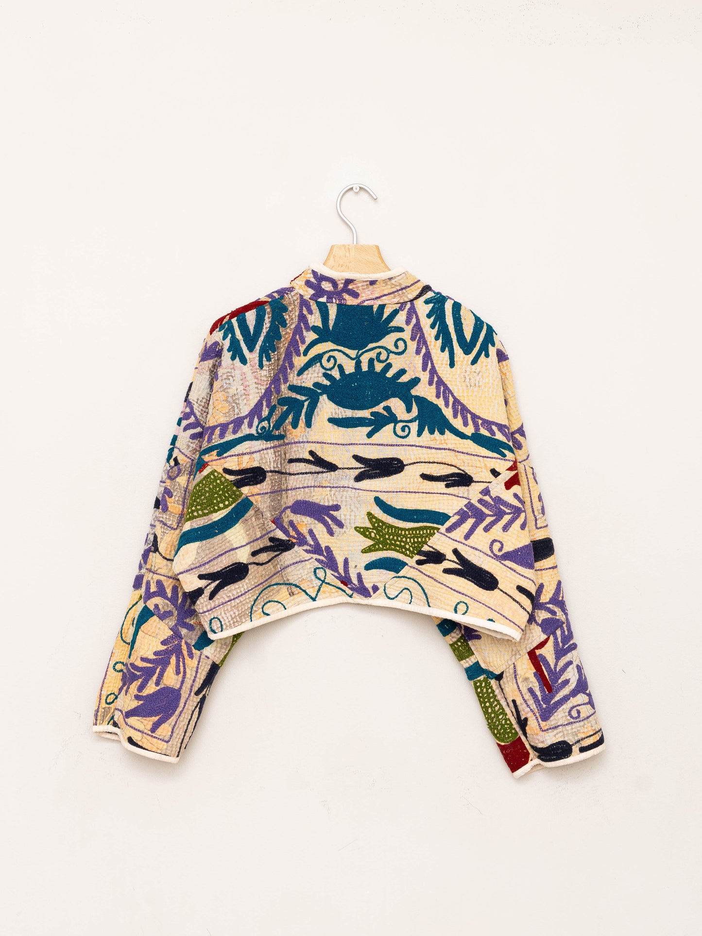 The Kaira Cropped Suzani Quilted Kantha Jacket