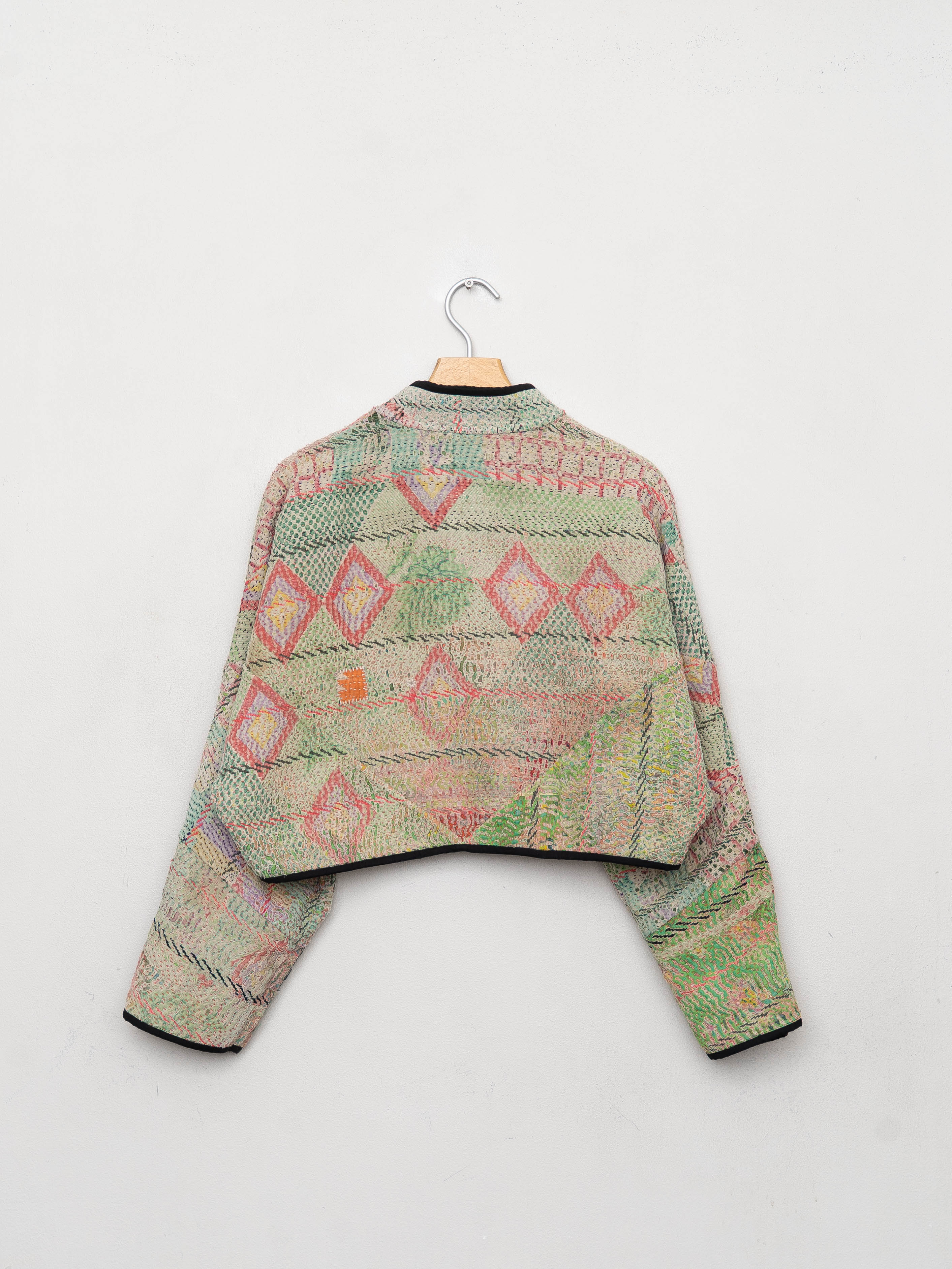 The Kaira Cropped Quilted Patchwork Kantha Jacket