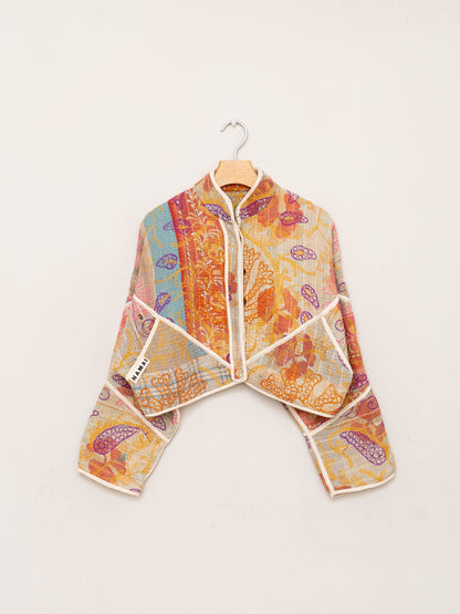 The Kaira Cropped Suzani Quilted Kantha Jacket