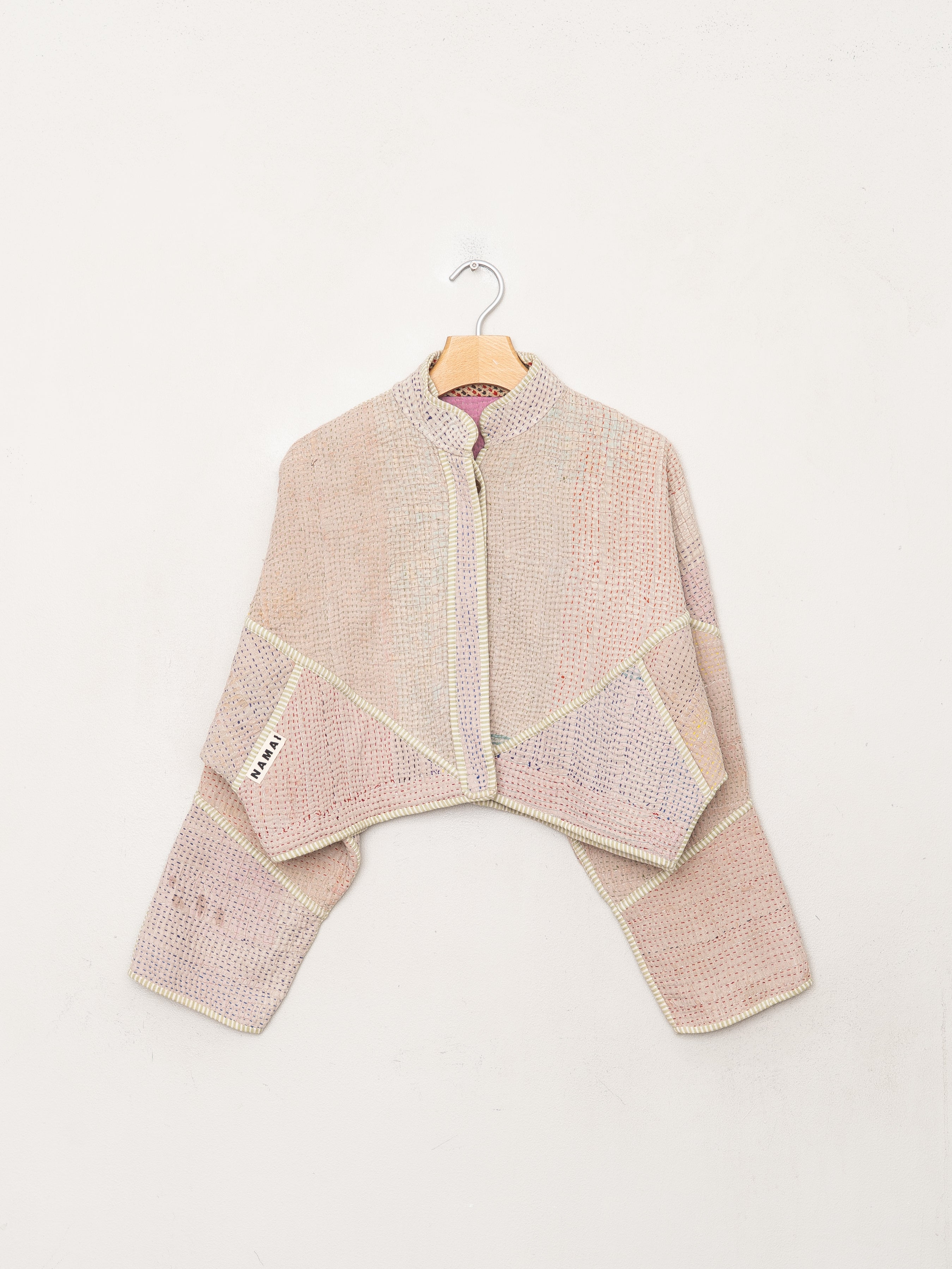 The Kaira Cropped Quilted Patchwork Kantha Jacket