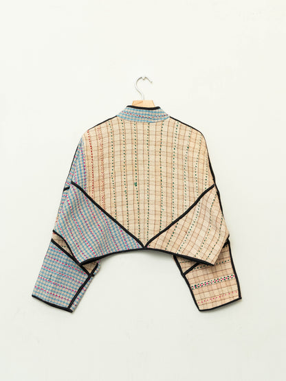 The Kaira Cropped Quilted Patchwork Kantha Jacket