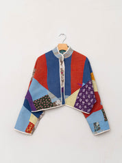 The Kaira Cropped Quilted Patchwork Kantha Jacket