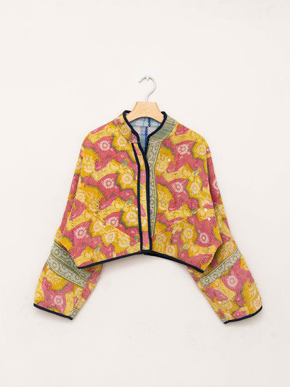 The Kaira Cropped Quilted Patchwork Kantha Jacket