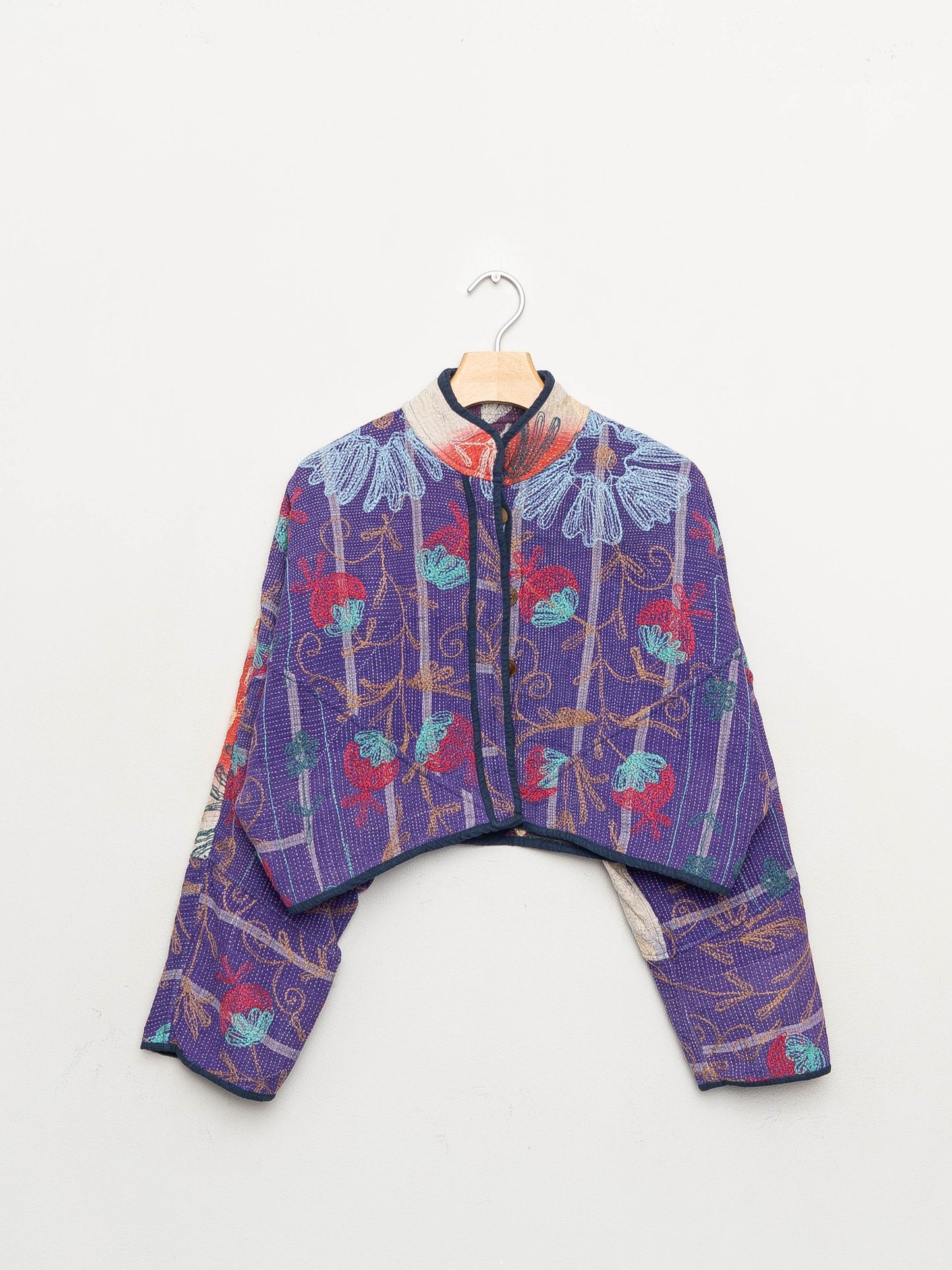 The Kaira Cropped Suzani Quilted Kantha Jacket