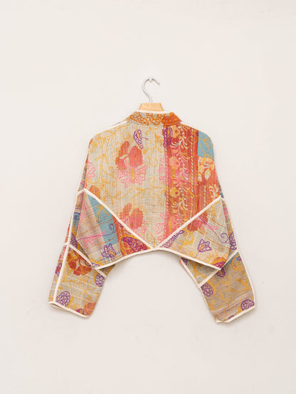 The Kaira Cropped Suzani Quilted Kantha Jacket