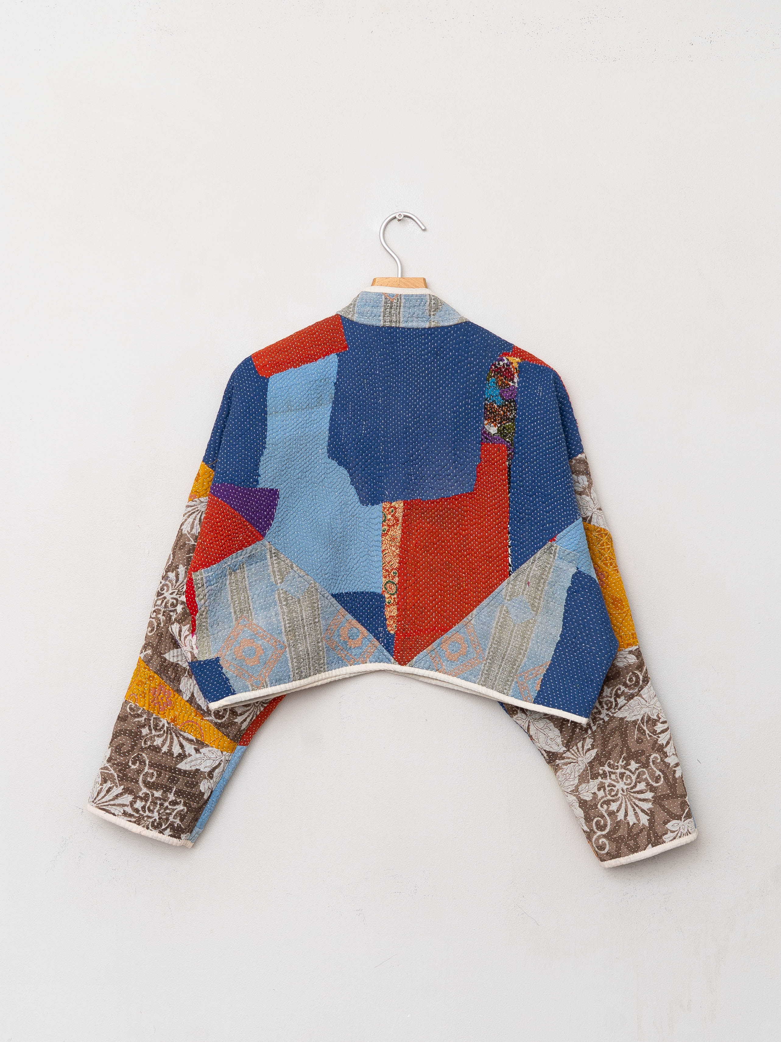 The Kaira Cropped Quilted Patchwork Kantha Jacket