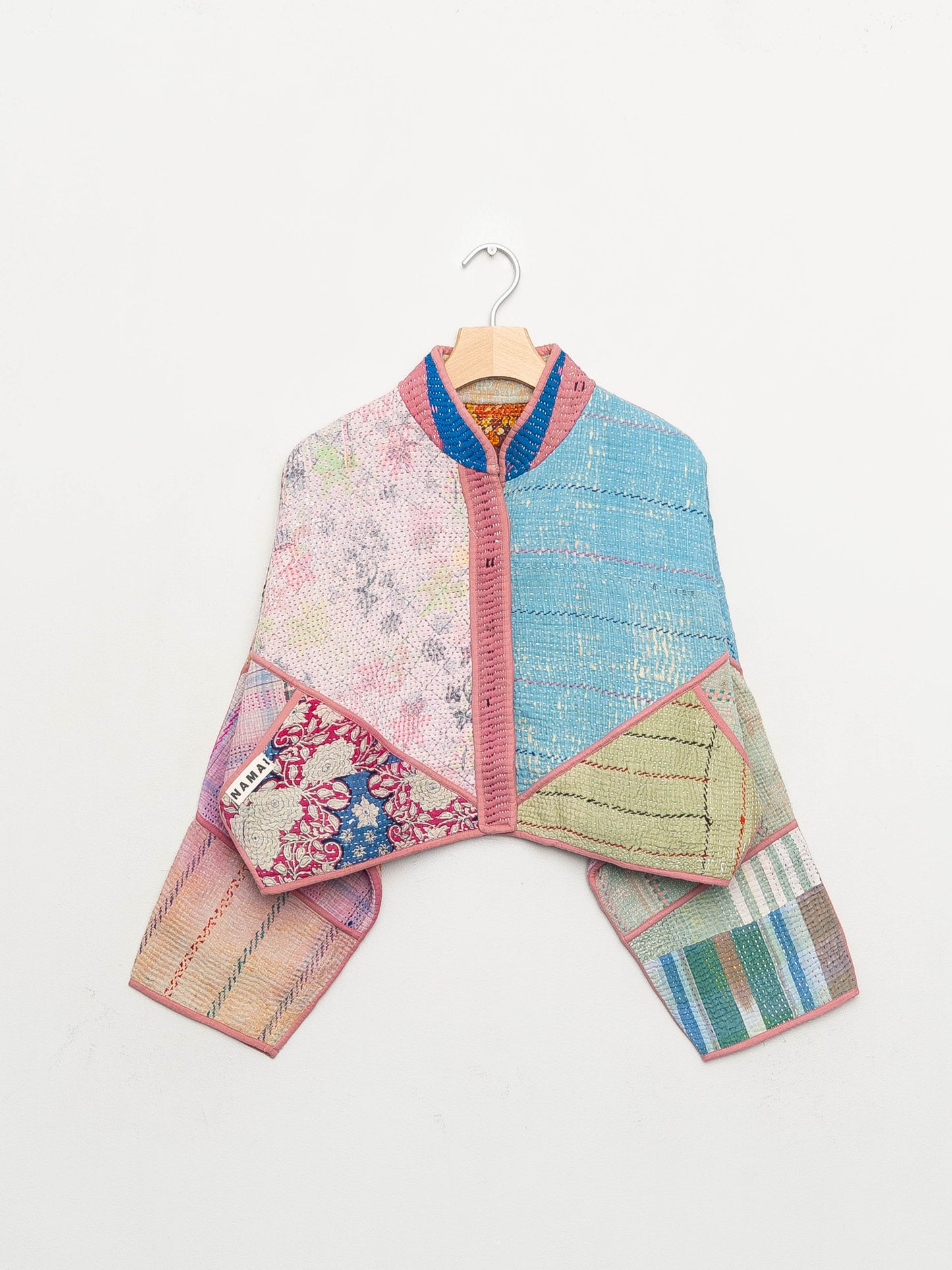 The Kaira Cropped Quilted Patchwork Kantha Jacket