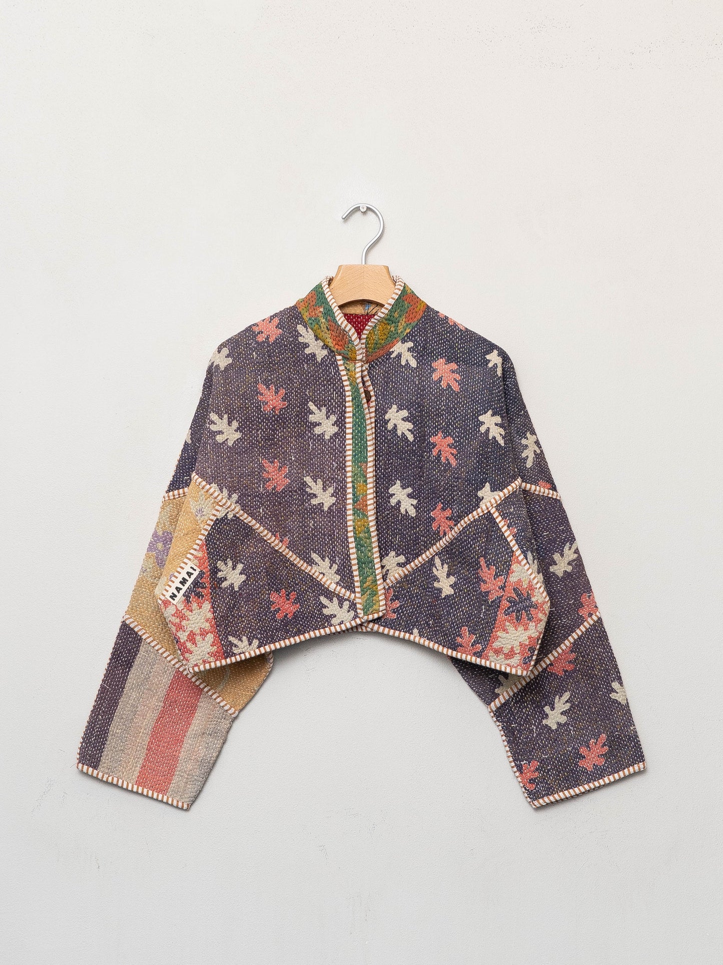 The Kaira Cropped Quilted Patchwork Kantha Jacket