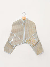 The Kaira Cropped Quilted Indigo Kantha Jacket