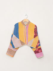 The Kaira Cropped Quilted Patchwork Kantha Jacket