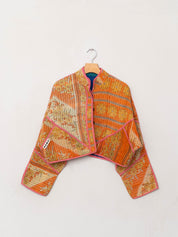The Kaira Cropped Quilted Patchwork Kantha Jacket