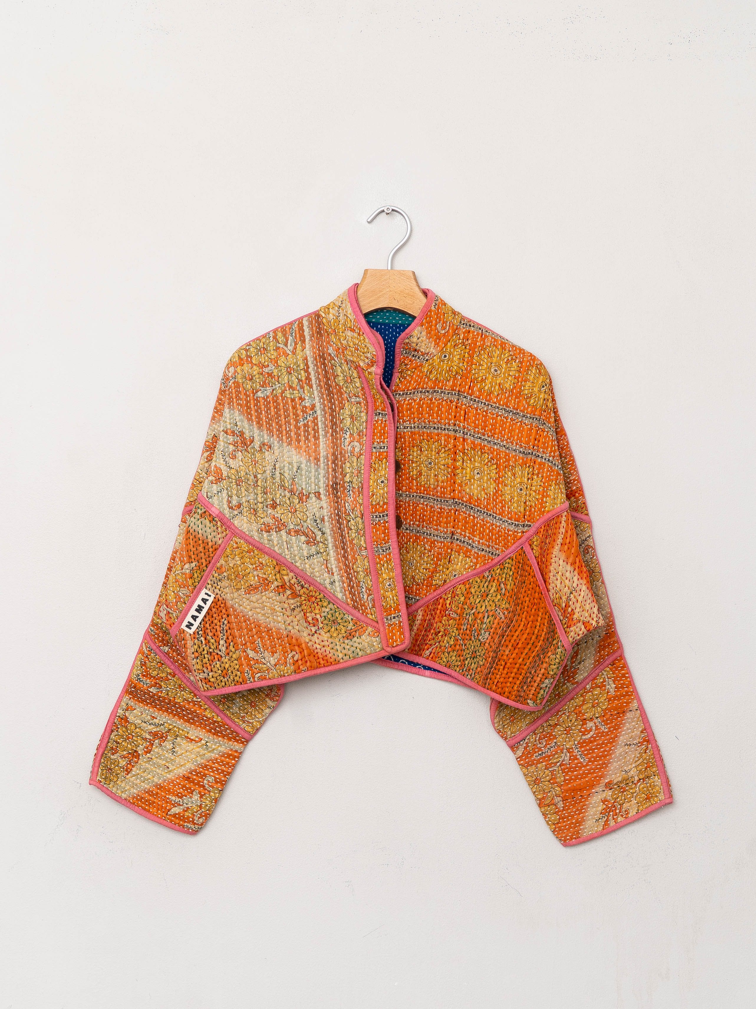 The Kaira Cropped Quilted Patchwork Kantha Jacket