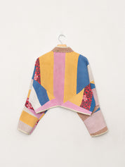 The Kaira Cropped Quilted Patchwork Kantha Jacket