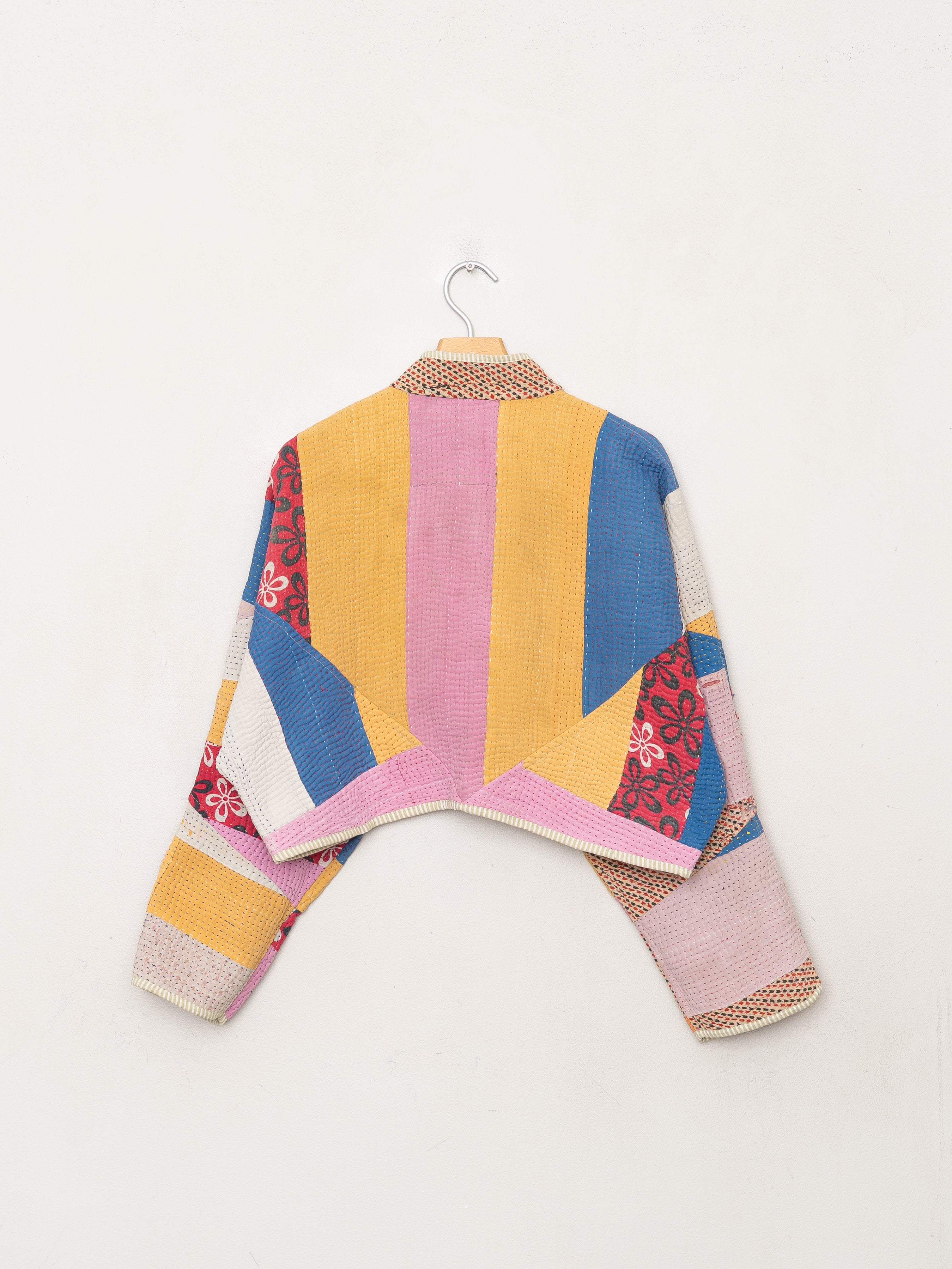 The Kaira Cropped Quilted Patchwork Kantha Jacket