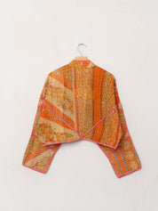 The Kaira Cropped Quilted Patchwork Kantha Jacket