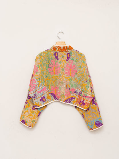 The Kaira Cropped Suzani Quilted Kantha Jacket